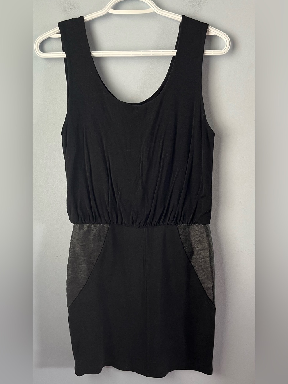 MM Couture By Miss Me Black Sleeveless Faux Leather Panel Mini Dress Size S